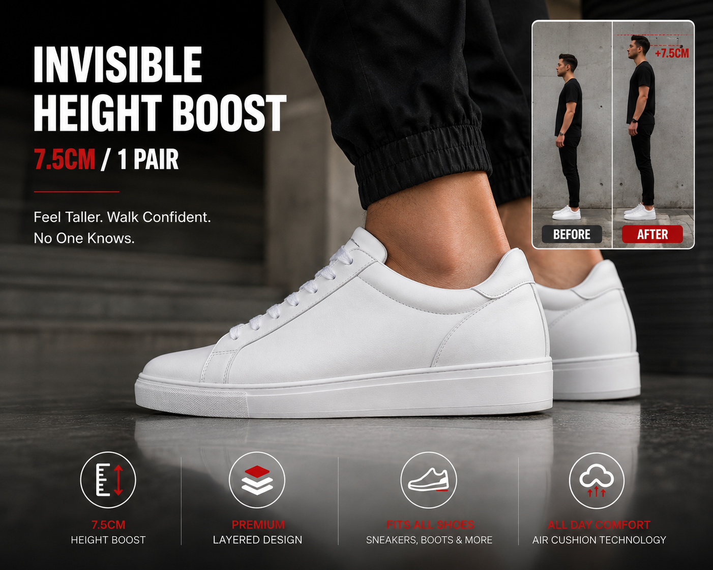 Velano™ HeightBoost Insoles — Instant Height. Instant Confidence.